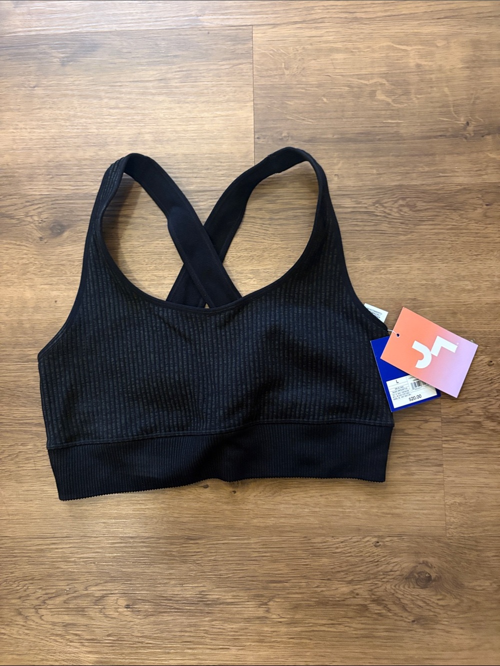 JoyLab Black Ribbed Cross-Back Sports Bralette